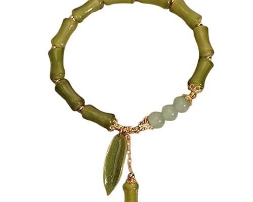 Green Bamboo Bead Bracelet