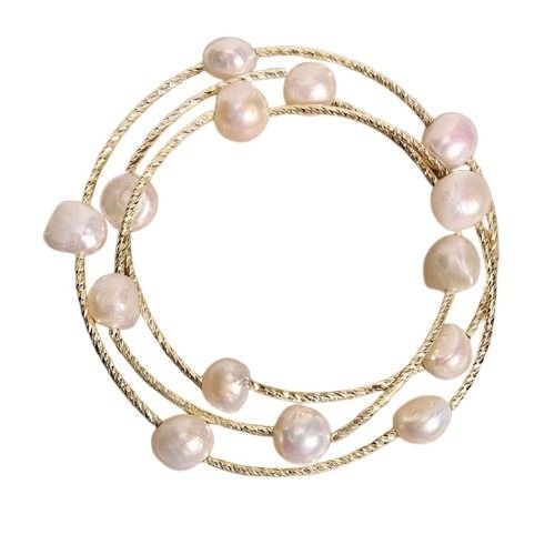 Baroque Pearl and Gold-Tone Coil Bracelet