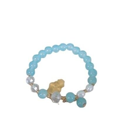 Aqua Blue Beaded Charm Bracelet