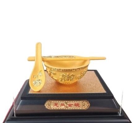 Golden Dragon & Phoenix Bowl with Spoon Set
