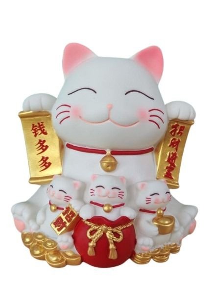 Maneki Neko Prosperity Figurine with Kittens