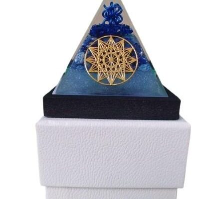Blue Quartz & Copper Orgone Pyramid
